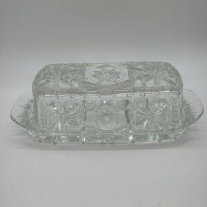 Vintage Anchor Hocking Glass Butter Dish EAPC Star Of David